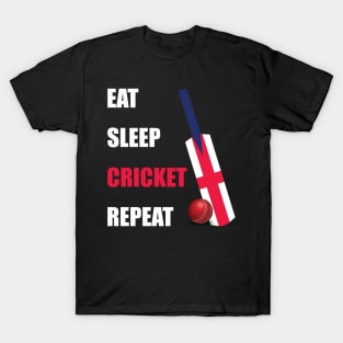 Eat Sleep Cricket Repeat England Flag T-Shirt